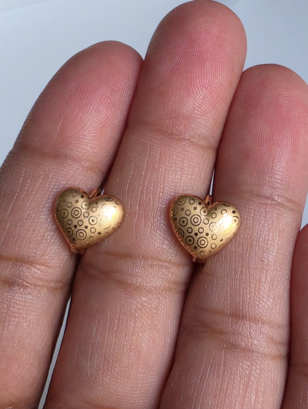 ✨ Rose Gold Plated Puff Heart Mini Hoop Earrings Textured Huggie Hoops